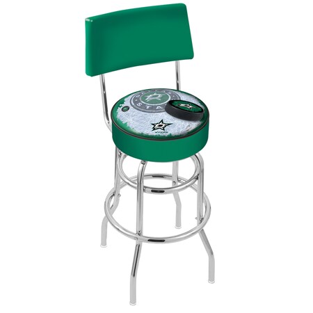 Holland Bar Stool Co 25" Chrome 2-Ring Dallas Stars Swivel Bar Stool, Back L7C425DalSta-D2